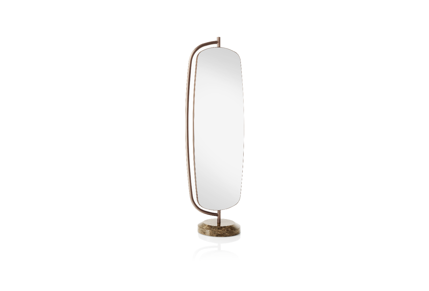 Bent floor swivel mirror